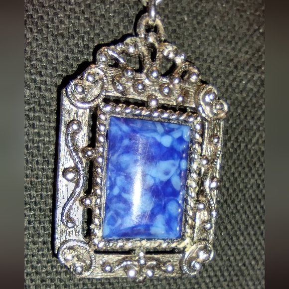 Sterling and lapis large pendant necklace - Picture 10 of 16